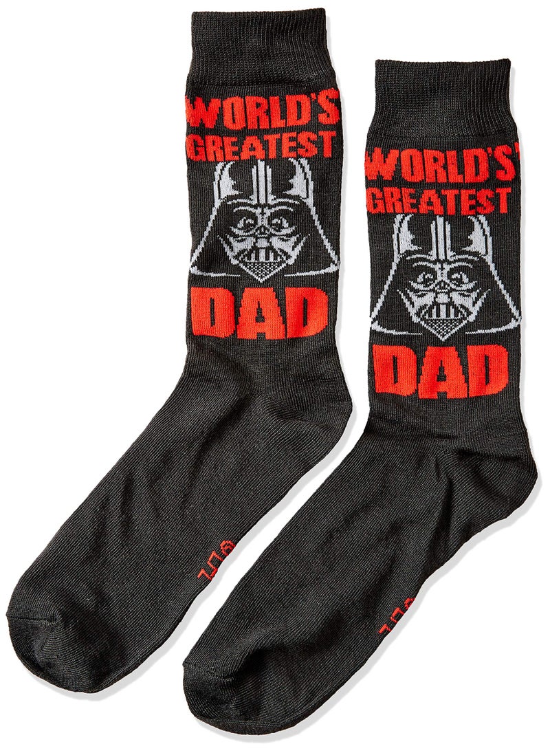 Hyp Star Wars Darth Vader World's Greatest Dad Men's Crew Socks Size 6-12 Black - Image 2